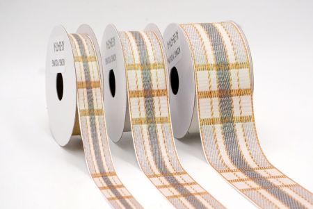 Creme, Grau und Gold Karomuster Band_AI